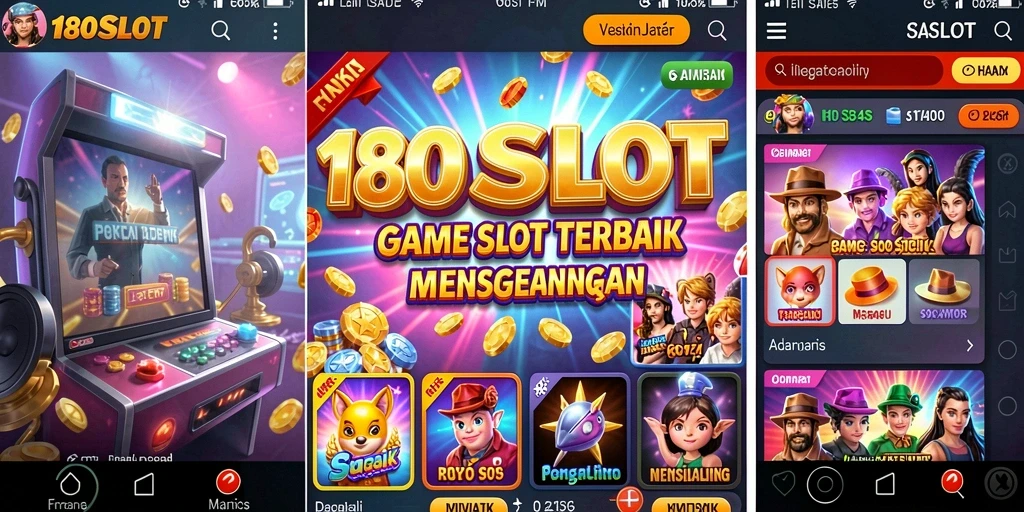 Tampilan gameplay menarik dari 180SLOT dengan berbagai tema slot.