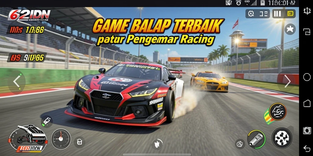 Gameplay Racing mendebarkan di 62IDN dengan berbagai mobil balap.