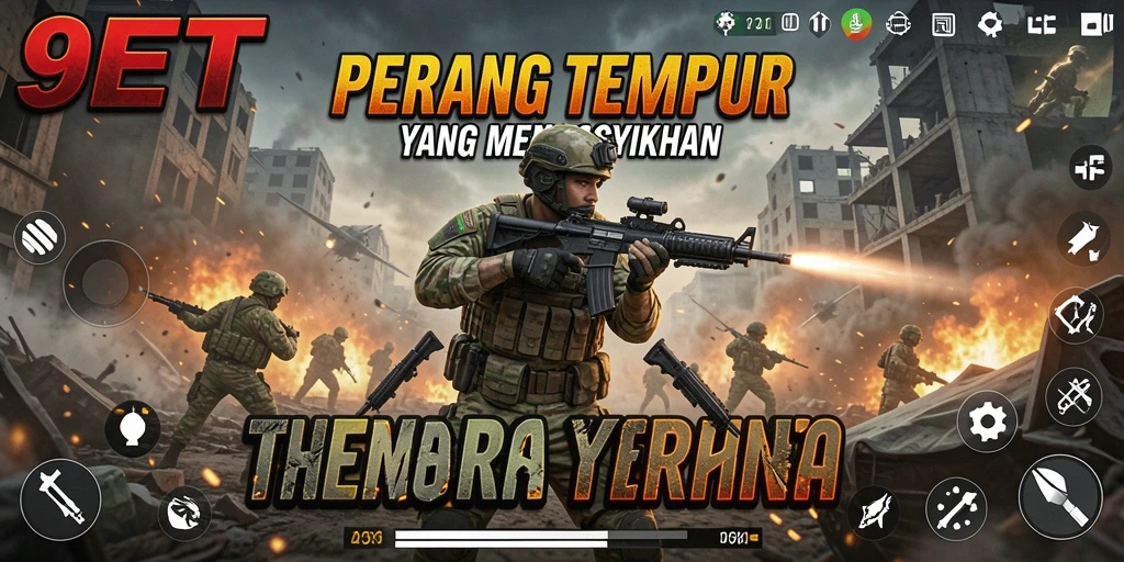 Tampilan gameplay 9ET yang intens dan seru dalam mode TPS.