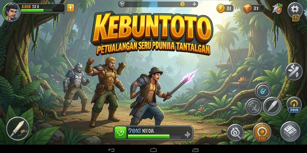 Tampilan gameplay KEBUNTOTO dengan grafis menarik dan tantangan petualangan.