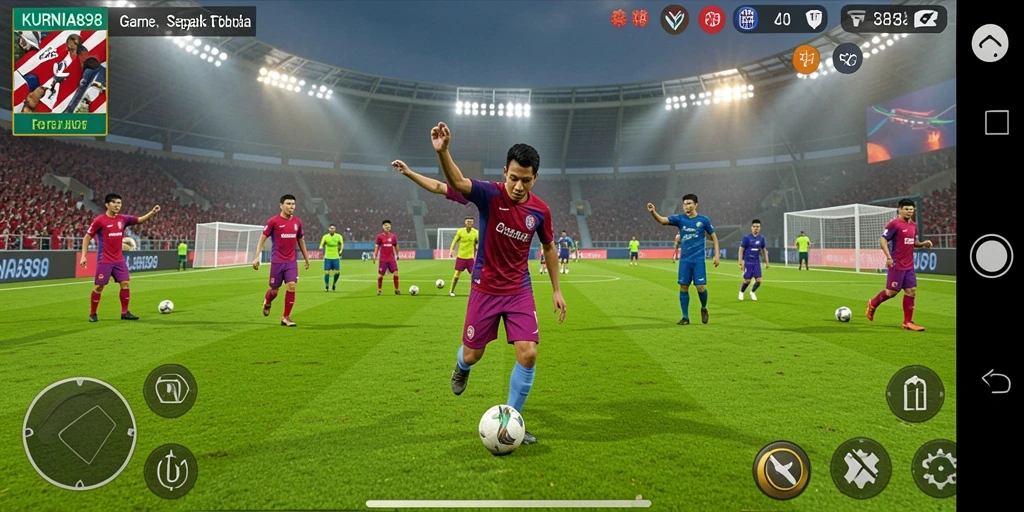 Screenshot gameplay KURNIA898 menampilkan aksi sepak bola yang seru.