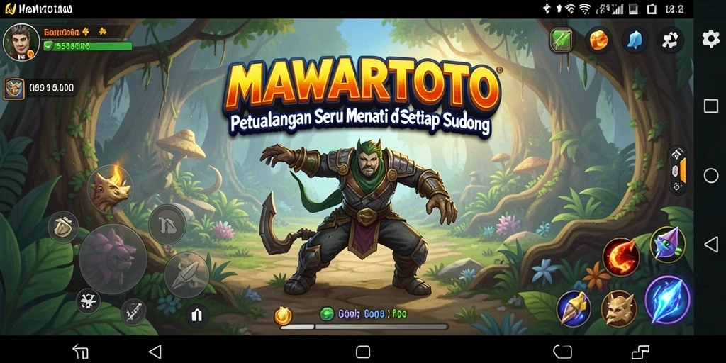 Screenshot gameplay MAWARTOTO menampilkan karakter menjelajahi hutan misterius.