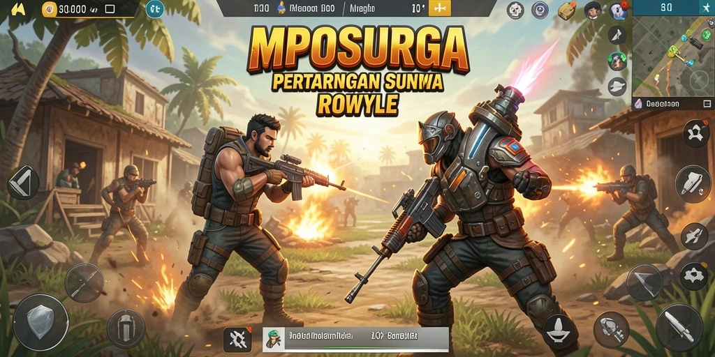 Tampilan gameplay seru MPOSURGA dalam pertempuran Battle Royale.