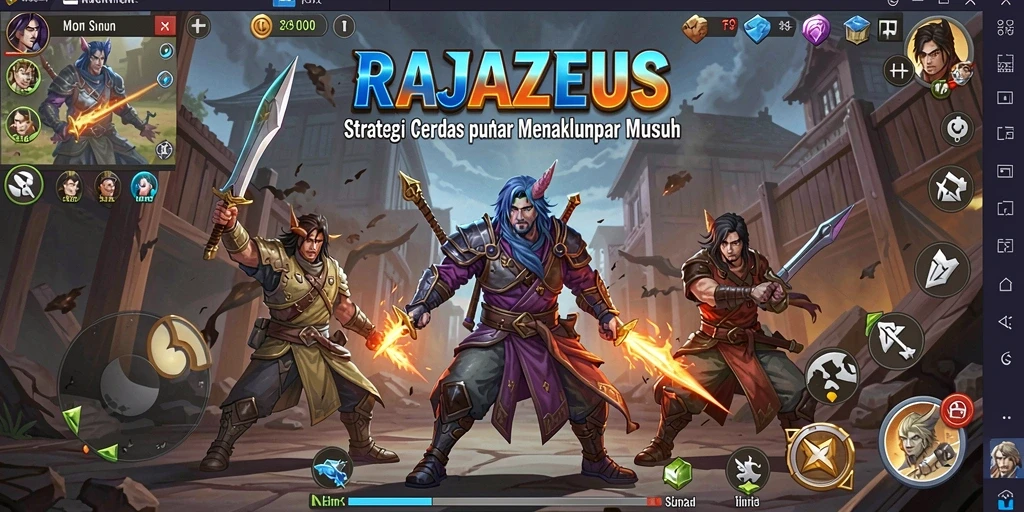Tampilan gameplay RAJAZEUS yang menegangkan dan strategis.