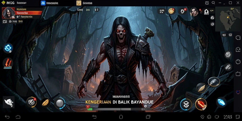 Gameplay RKGG yang menegangkan dalam suasana horor yang kelam.