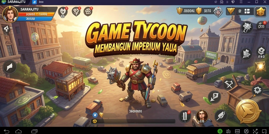 Tampilan gameplay SARANAJITU dengan pengelolaan bisnis yang strategis.