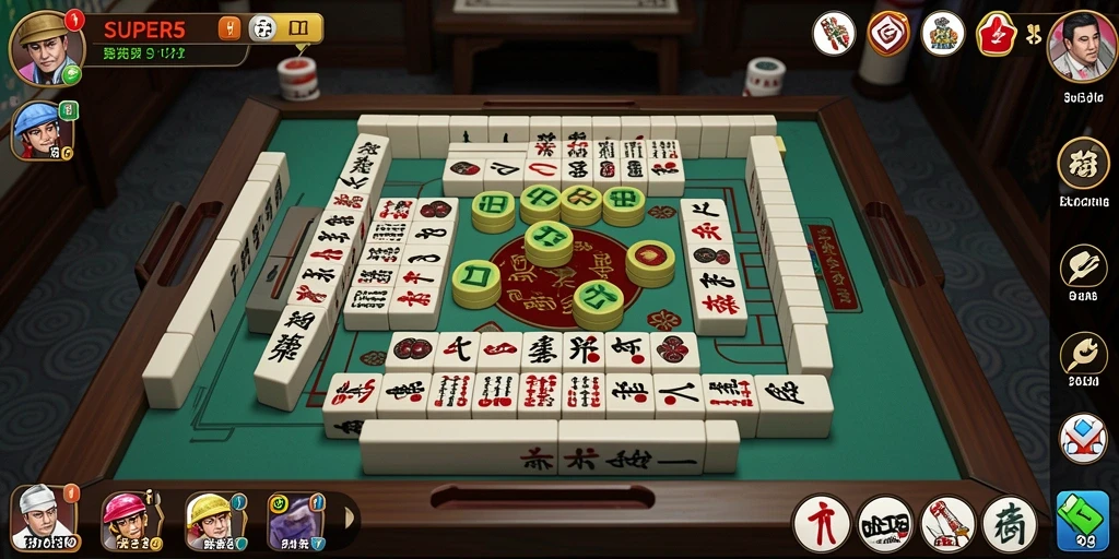 Tampilan gameplay menawan dari SUPER5 yang penuh tantangan Mahjong.